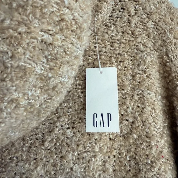 NWT GAP Cozy Boucle Turtleneck Tunic Sweater Wheat Beige L Cowl Neck Warm Knit - Picture 10 of 16